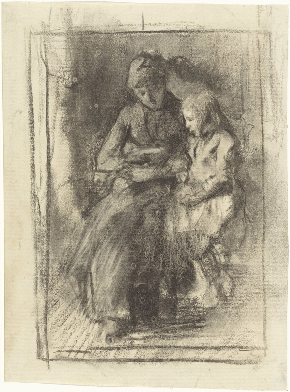kızıyla kitap okuyan anne by Albert  Neuhuys