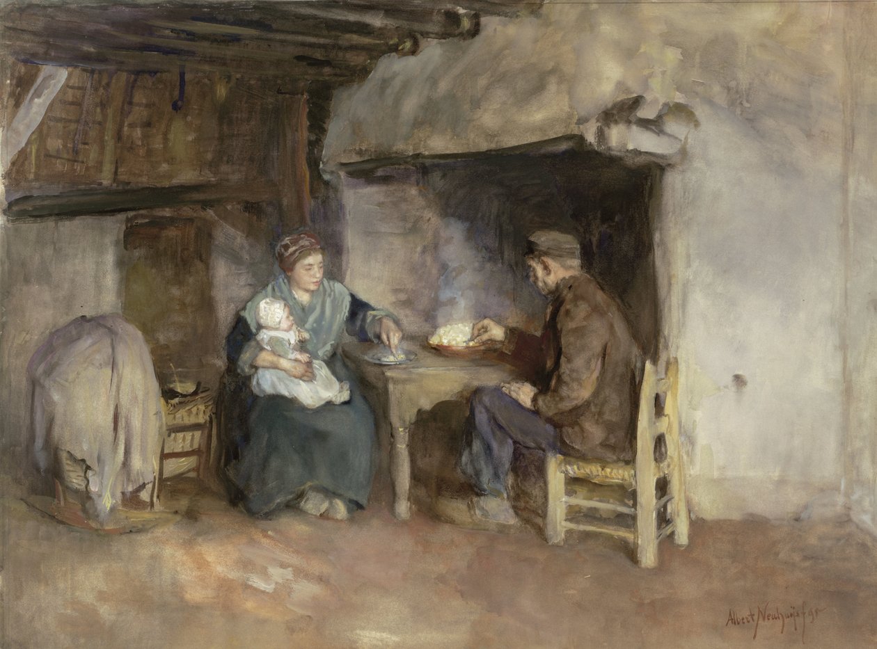 Köylü bir ailede öğle yemeği by Albert  Neuhuys