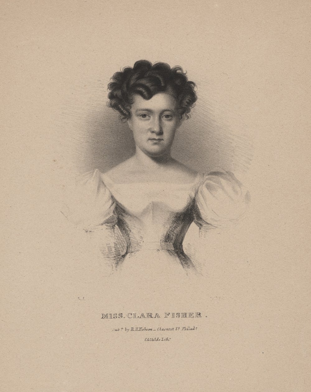 Bayan Clara Fisher, litho, C.G. çocuklar, 1830 by Albert Newsam