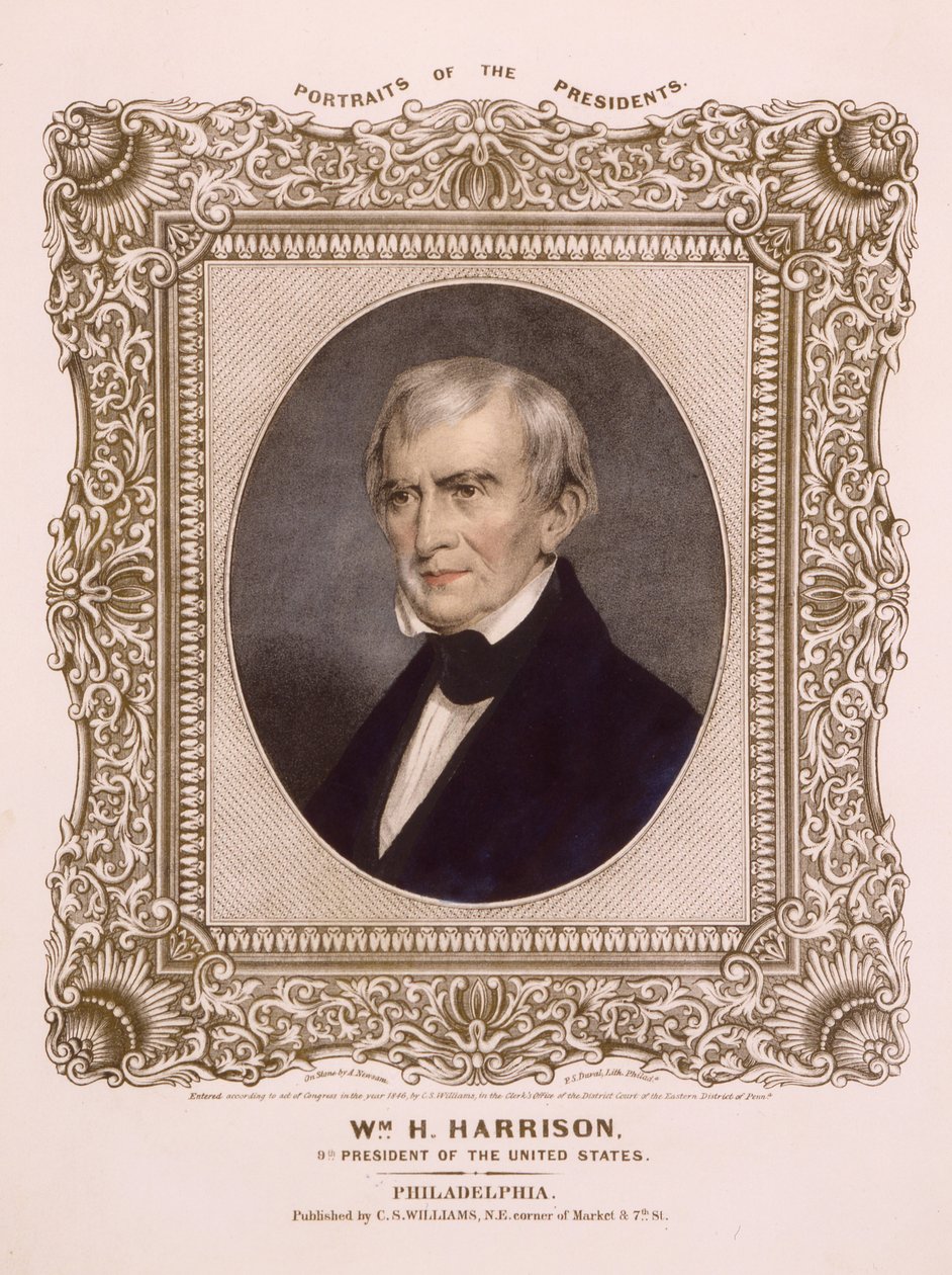 ABD başkanı William Henry Harrison, 1846 (litografi) by Albert Newsam