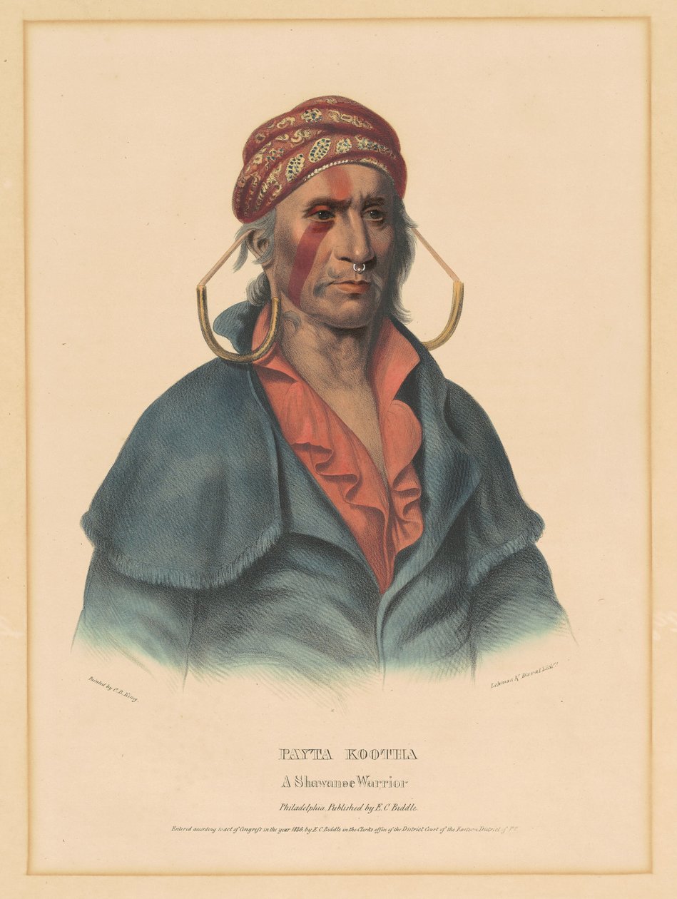 Payta Kootha, Shawnee Savaşçısı by Albert Newsam, after Henry Inman, after Charles Bird King