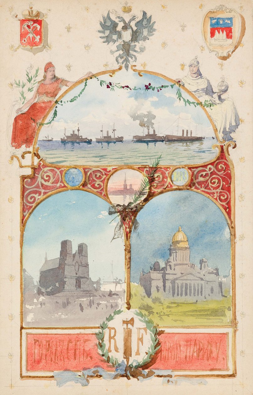 St Petersburg Şehrinden Paris Şehrine Çizim by Albert Nikolaevich Benois