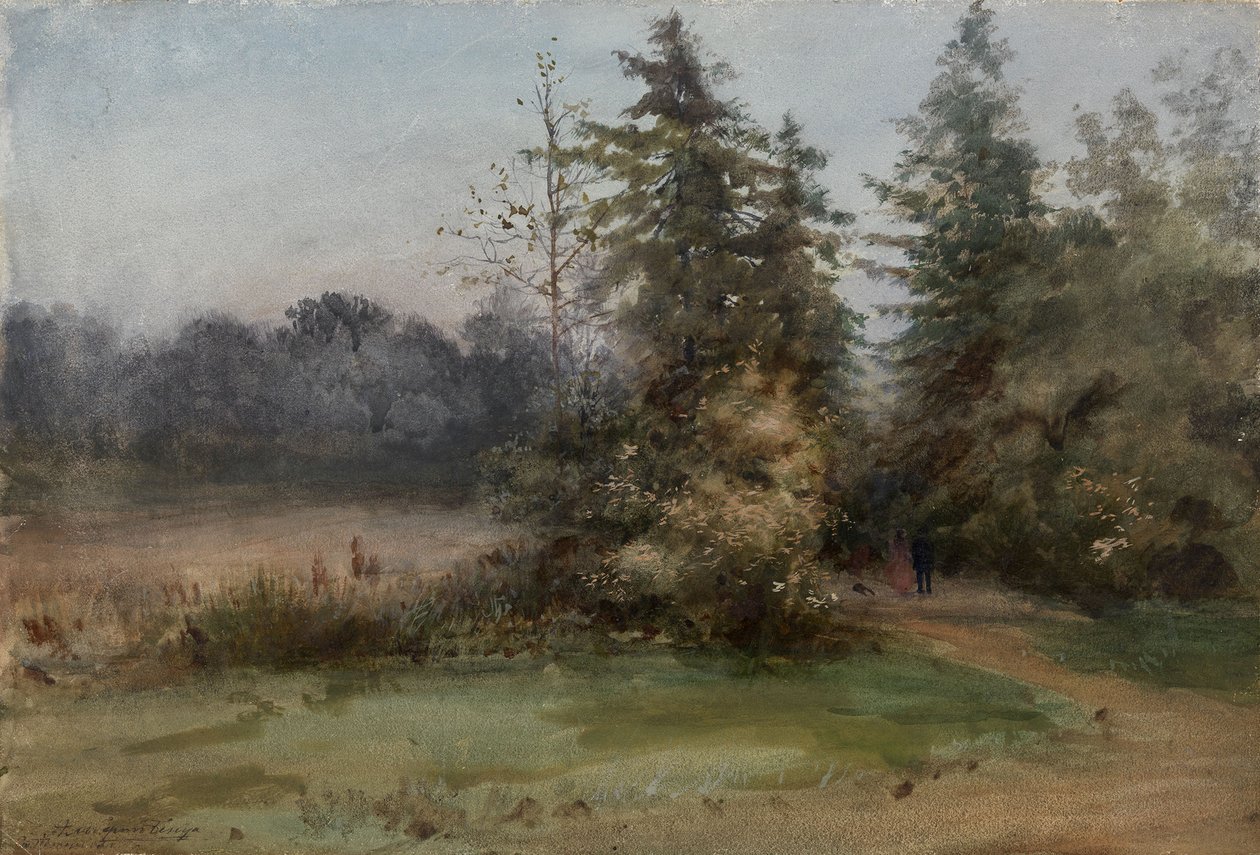 İki Figürlü Manzara by Albert Nikolaevich Benois