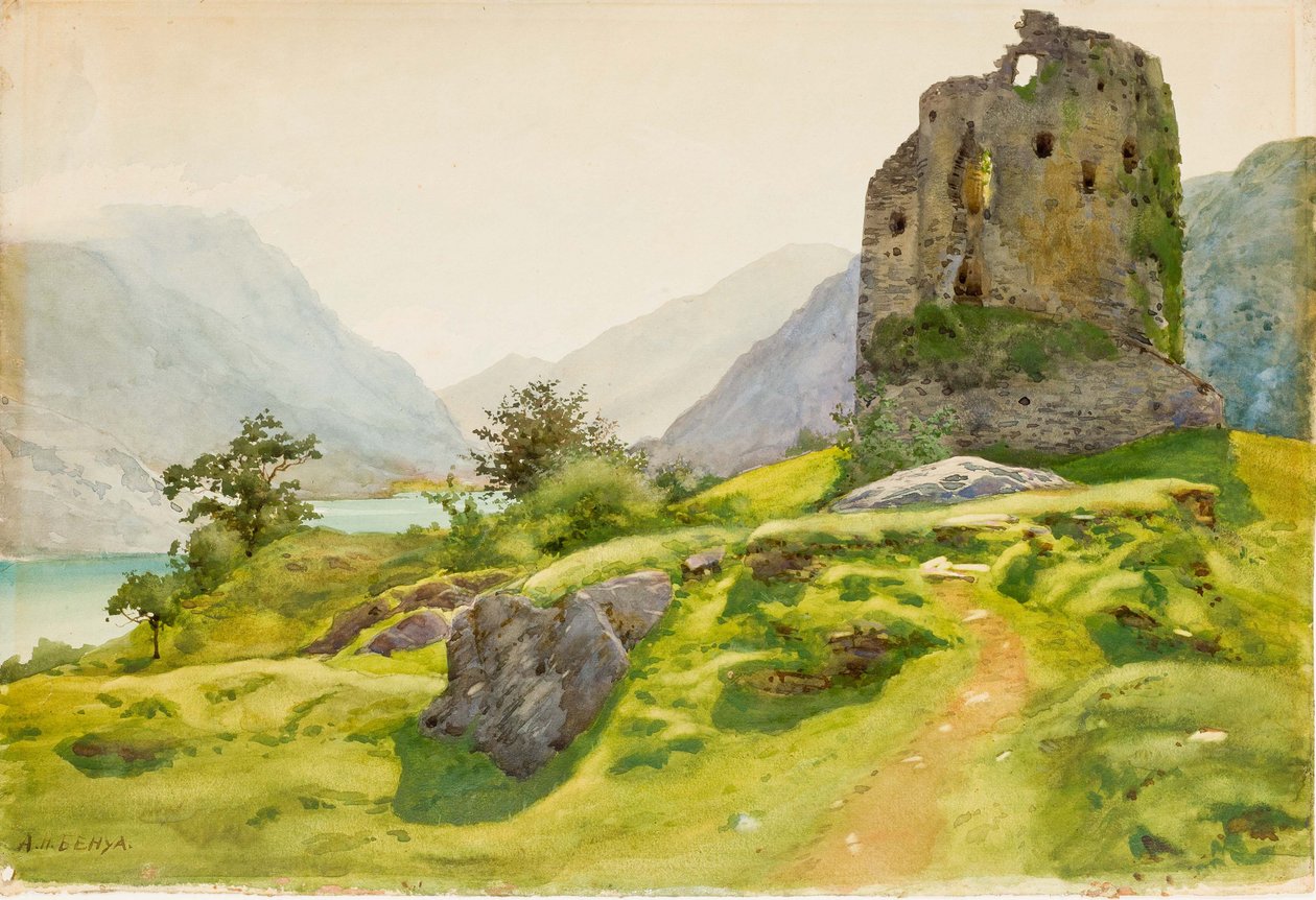 Harabe ile dağ manzarası by Albert Nikolaevich Benois