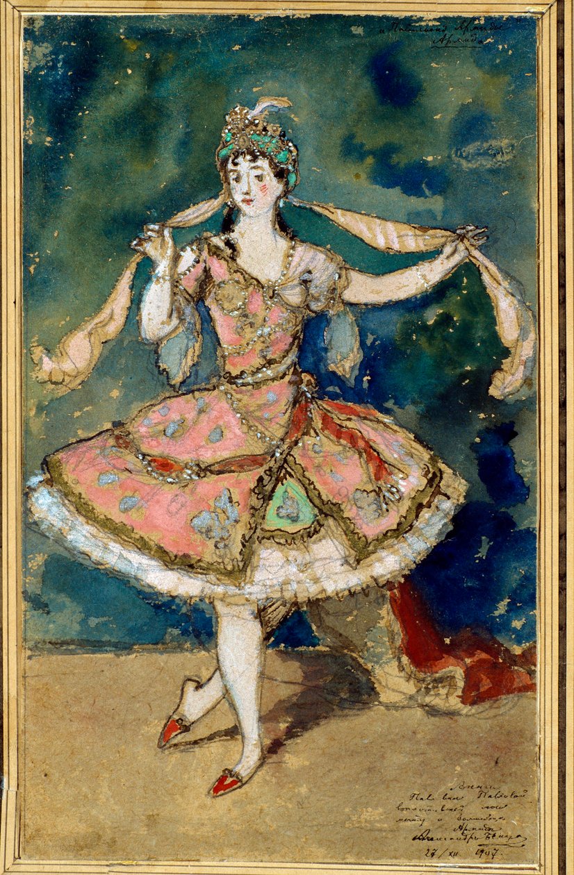 "Le Pavillon d'Armide" için hazırlık kostümü, bale Nikolai (Nicolas) Tcherepnine (1873-1945) - Alexander Nikolayevich Benois (1870-1960) eseri by Albert Nikolayevich Benois