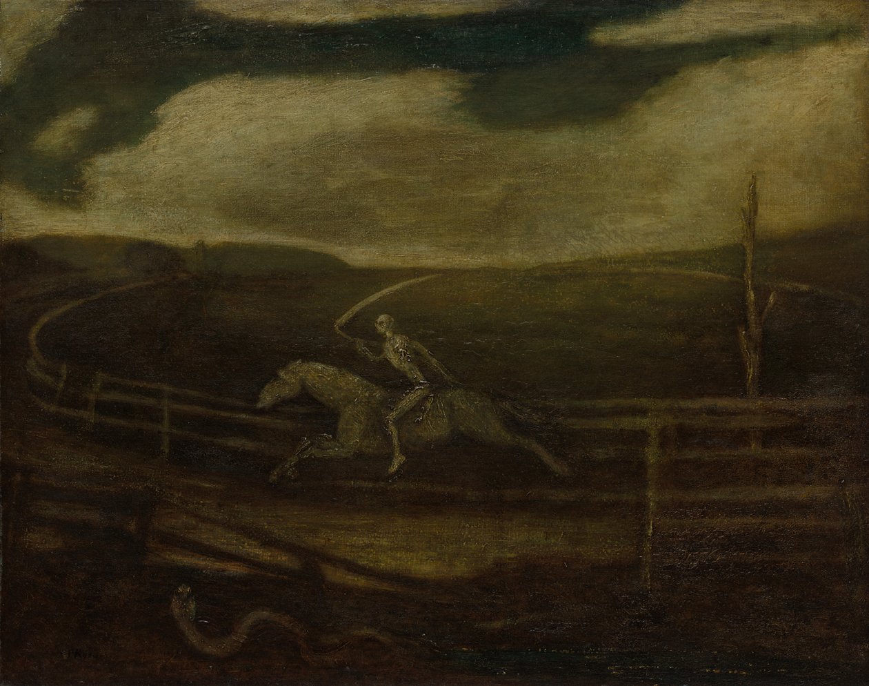 Solgun Bir Atta Yarış Pisti Ölümü, c. 1896-1908. by Albert Pinkham Ryder