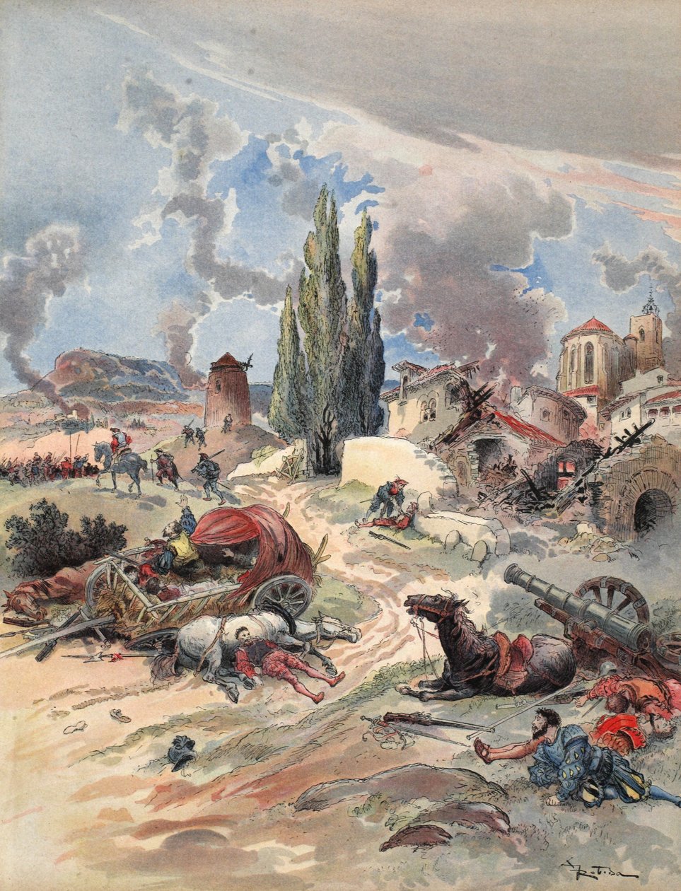 Provence'ın Yıkımı, 'Francois Ier: Le Roi Chevalier, George G. Toudouze, pub'dan çizim. 1909 (renkli taş) by Albert Robida