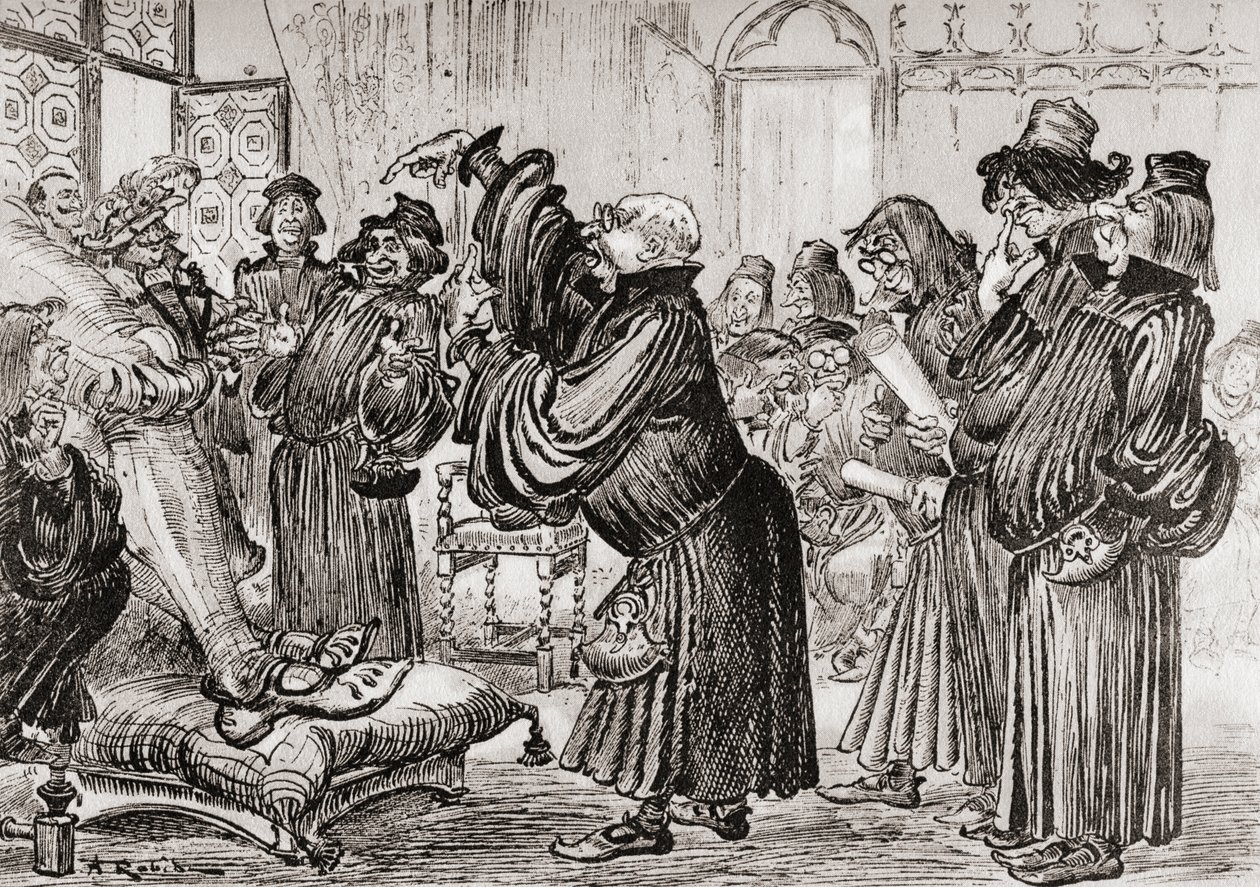 Le Sophiste feut introduict et commença sa harangue en toussant veya The Sophist tanıtıldı ve konuşmasına öksürerek başladı. by Albert Robida