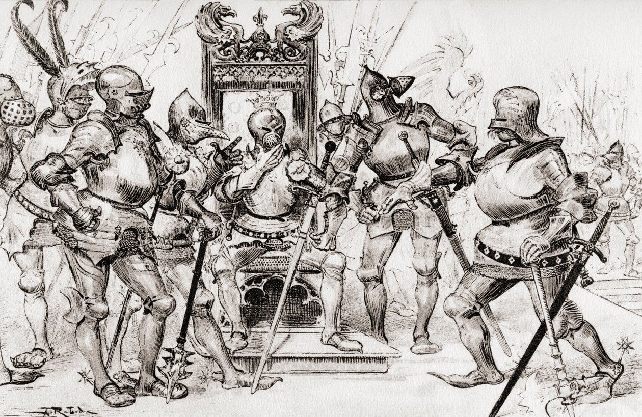 Le conseil des kaptanları de Picrochole veya Picrochole kaptanları konseyi. by Albert Robida