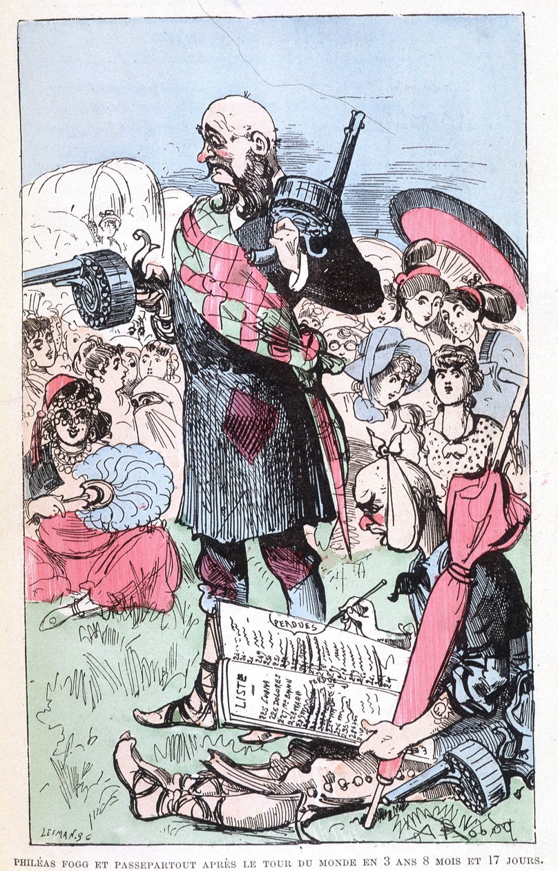 Philéas Fogg ve Passepartout, 3 yıl 8 ay 17 günlük dünya turundan sonra, Jules Verne parodisi, “” Saturnin Farandoul