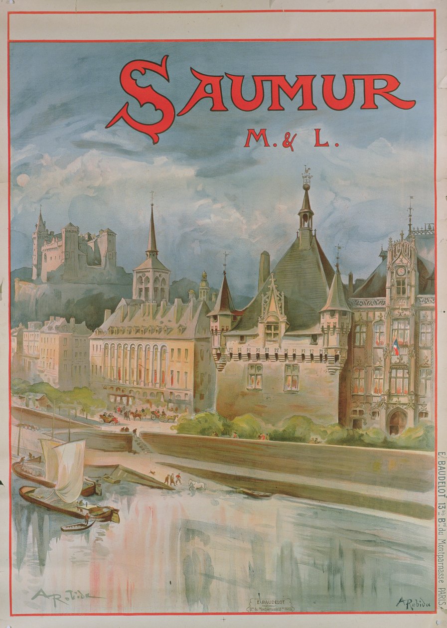 Saumur posteri (renkli lito) by Albert Robida
