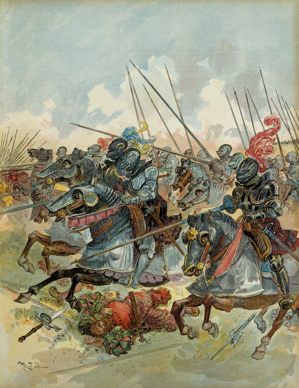 Altıncı İtalyan Savaşı (1521-1526): Pavia Savaşı (İtalya), 24 Şubat by Albert Robida