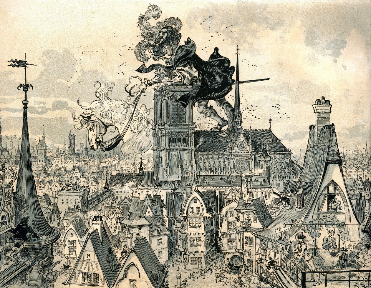 Dev Gargantua atından atlıyor by Albert Robida
