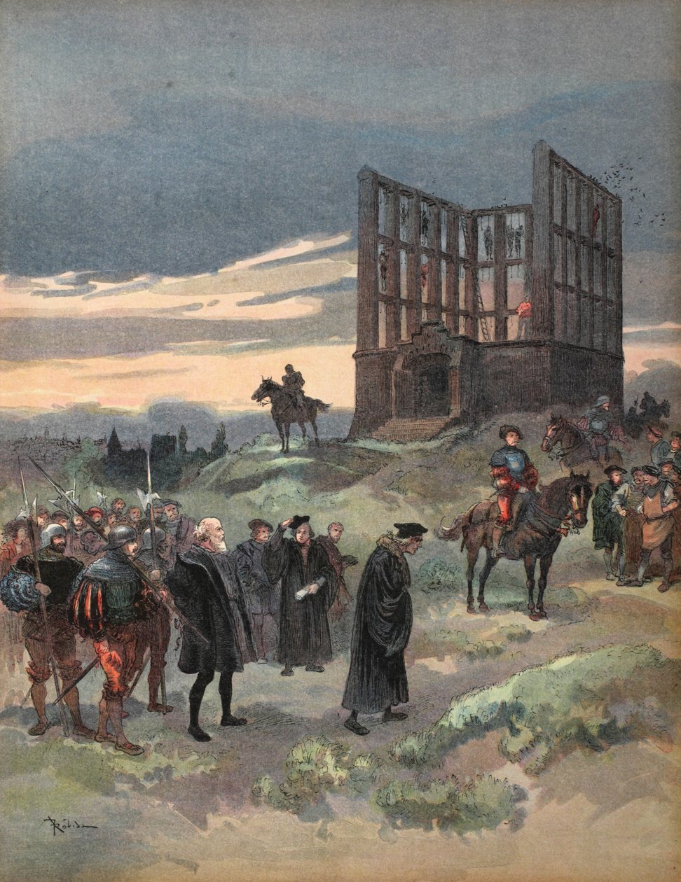 Müfettiş Semblancay ölüm cezasına çarptırıldı, 'Francois Ier: Le Roi Chevalier, George G. Toudouze, pub. 1909 (renkli taş) by Albert Robida