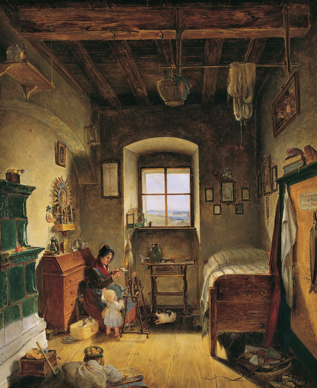 Landwehr erkeğinin dul eşi (Bauernstube) by Albert Schindler