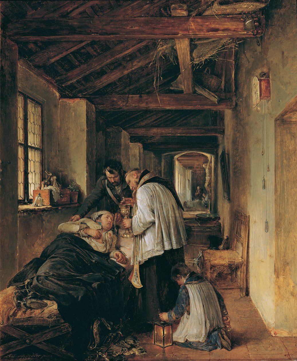 Yaralı bir subaya son törenler yapılır by Albert Schindler