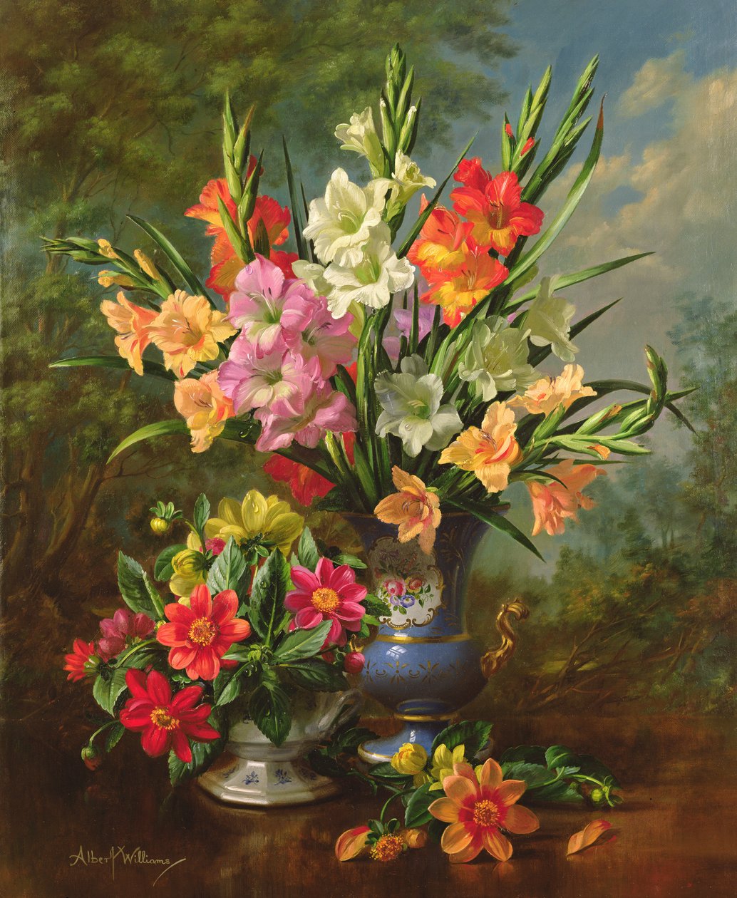 AB1062B Gladioli ve Dahlias by Albert Williams