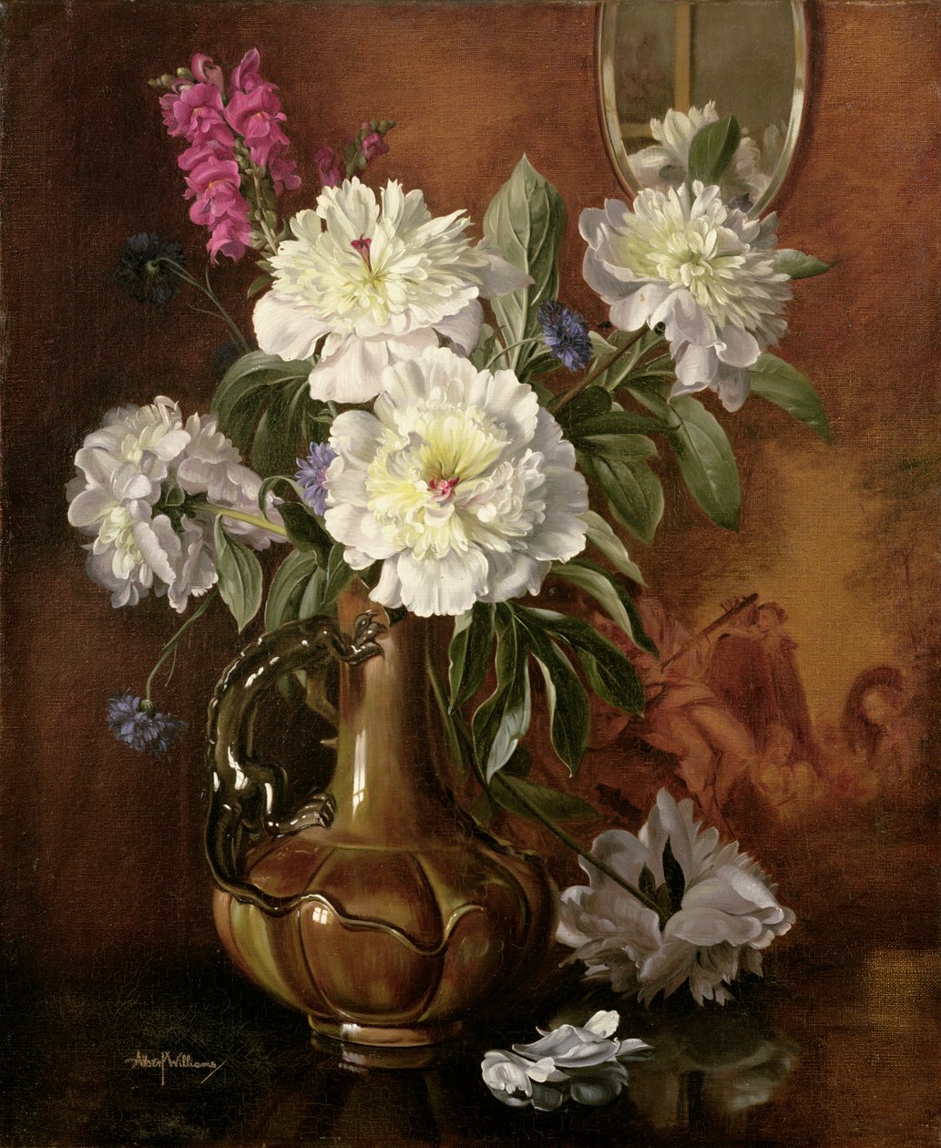AB298 Sırlı Victoria Vazoda Beyaz Şakayık by Albert Williams