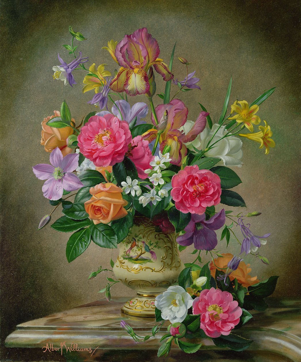 Seramik vazoda şakayık ve süsen by Albert Williams