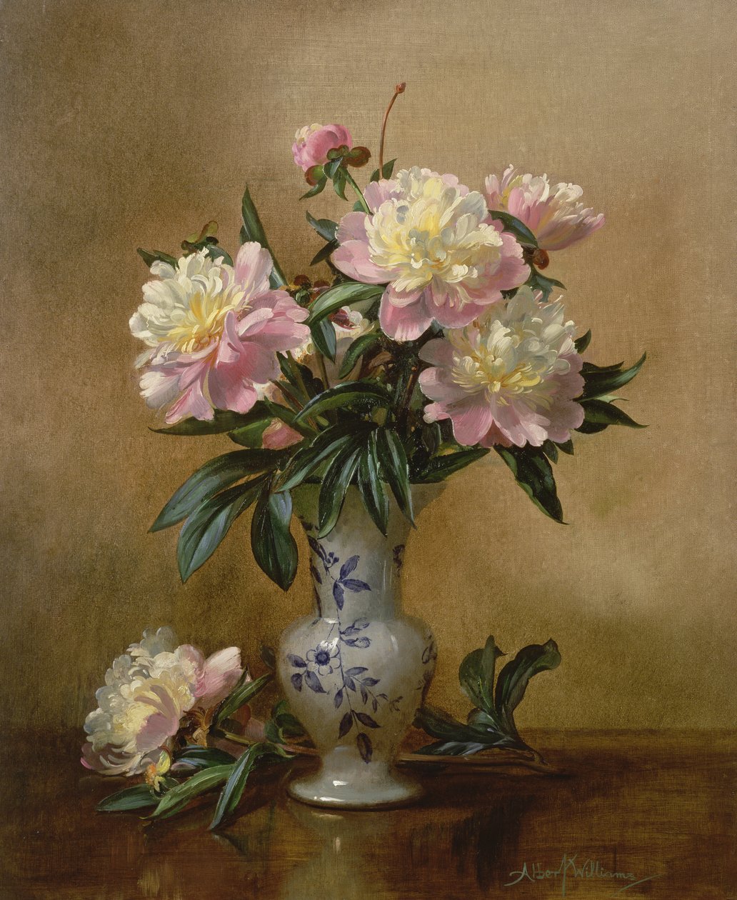 Mavi Beyaz Vazoda Şakayık by Albert Williams