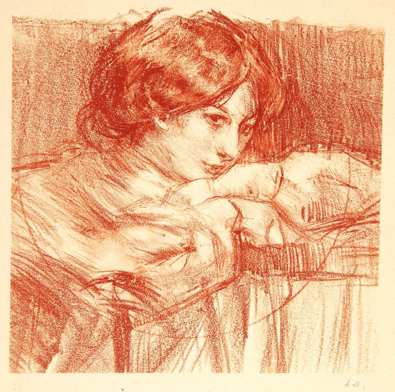 Çapraz Ellere Yaslanmış Genç Hanım, 1902 by Albert de Belleroche