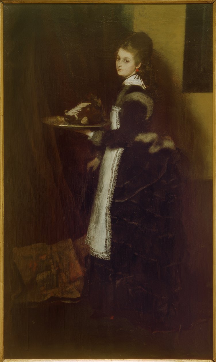yaban domuzu kafası taşıyan kız by Albert von Keller