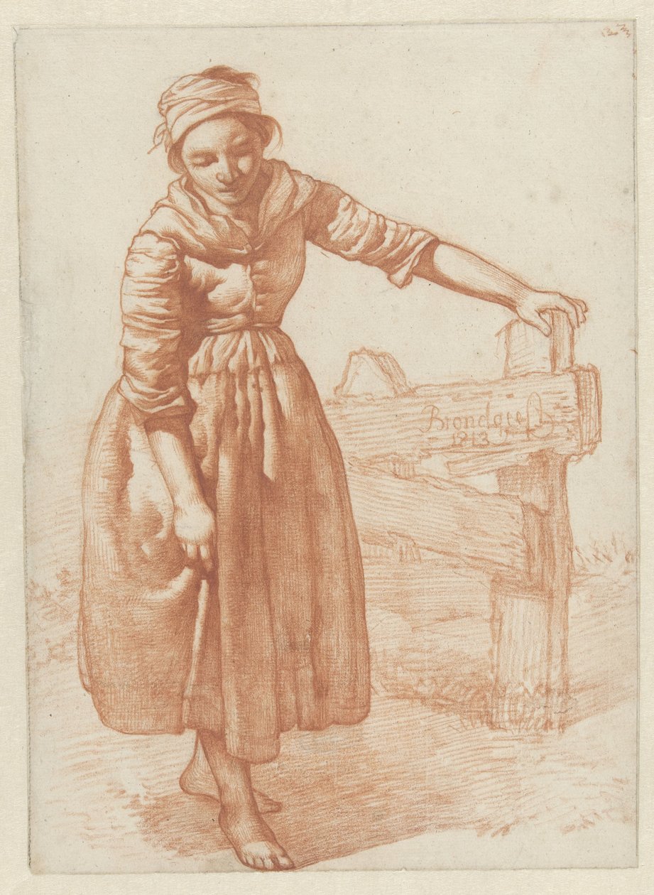 Bir çitin yanında duran kız by Albertus Brondgeest