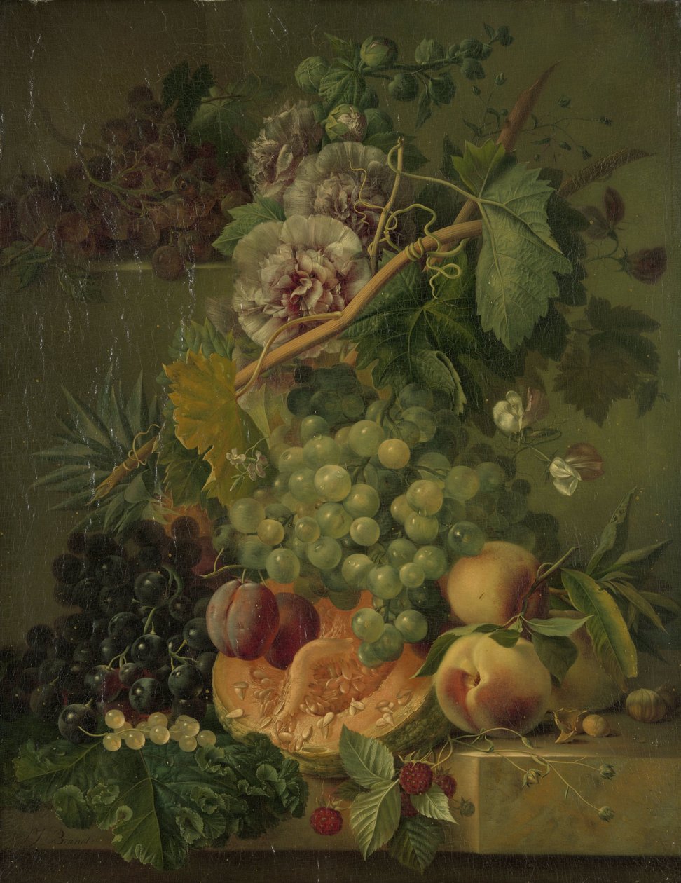 Çiçekler ve Meyvelerle Natürmort by Albertus Jonas Brandt