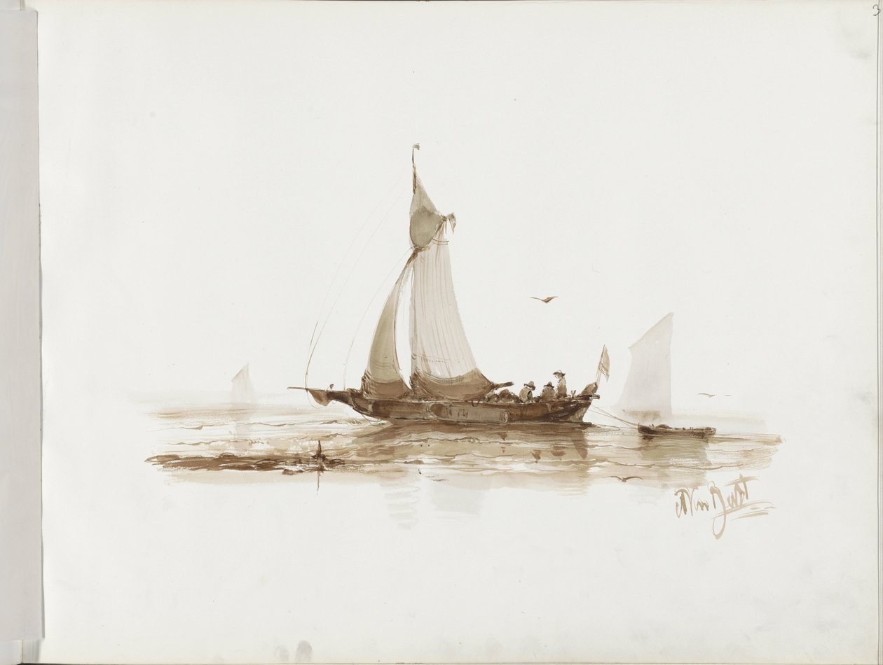 Su üzerinde rakamlarla yelkenli gemi by Albertus van Beest