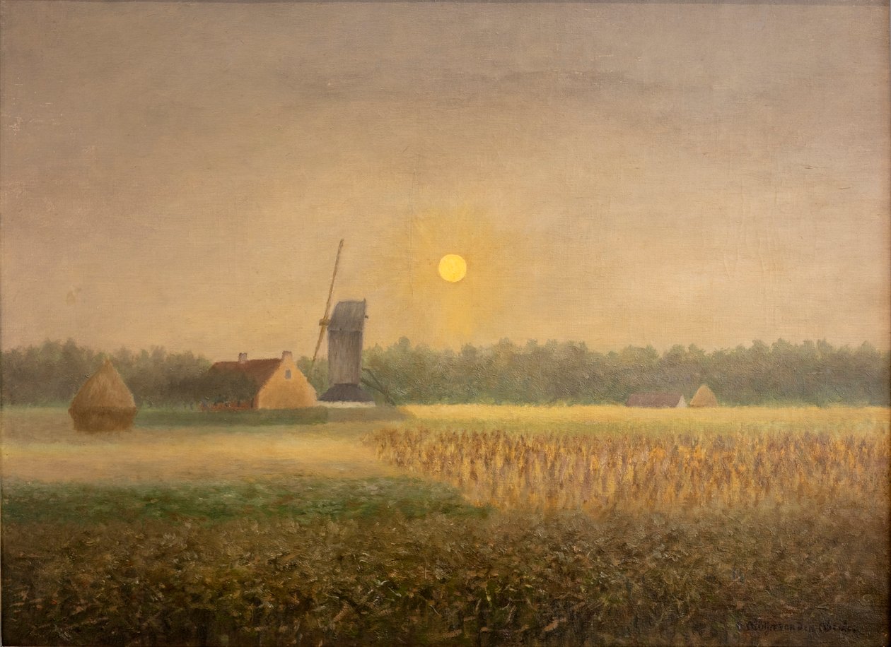 Moonlight'ta Latem'de Windmilla by Albijn Van den Abeele