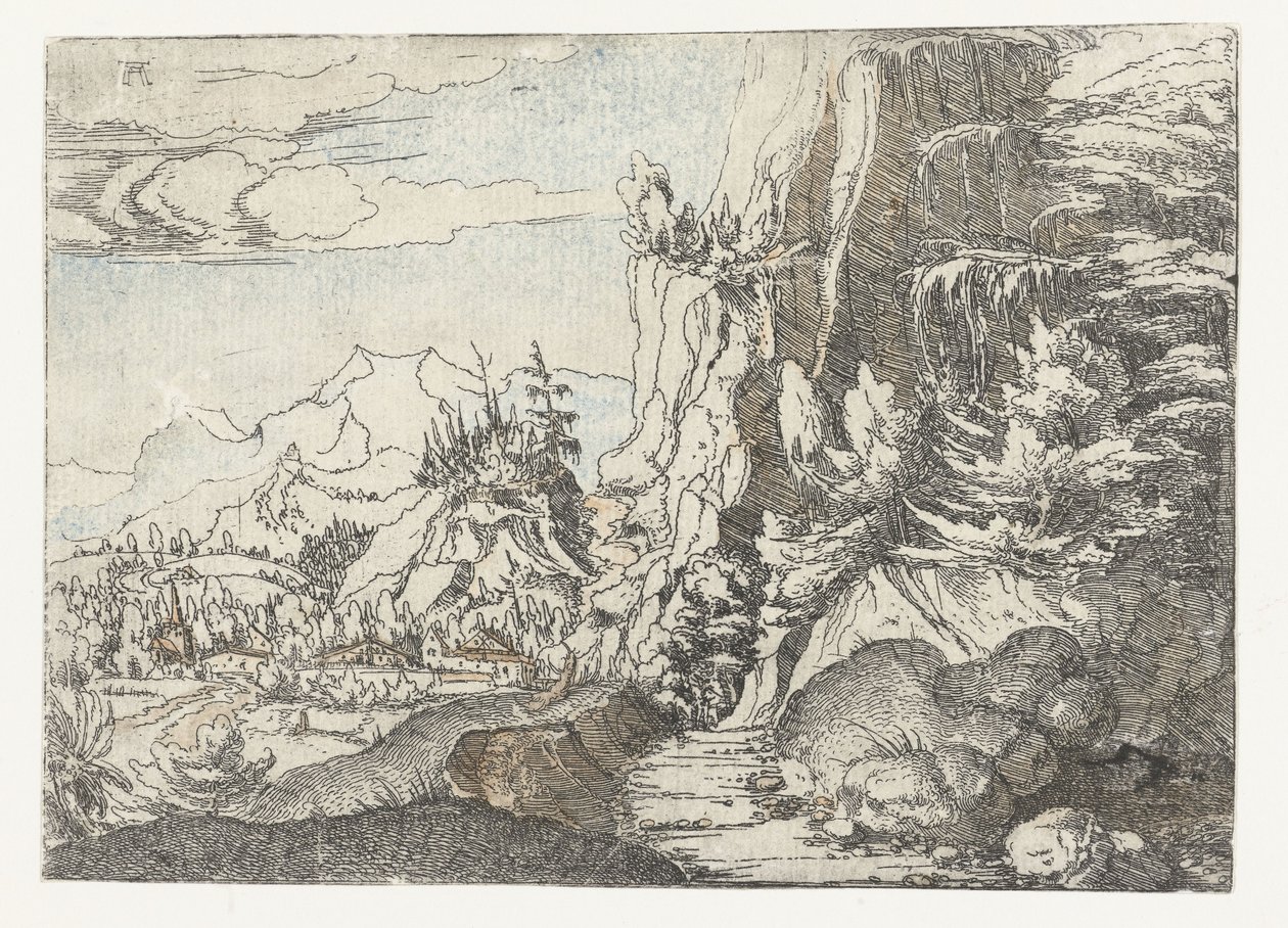 Gölgeli Uçurumlu Manzara by Albrecht Altdorfer