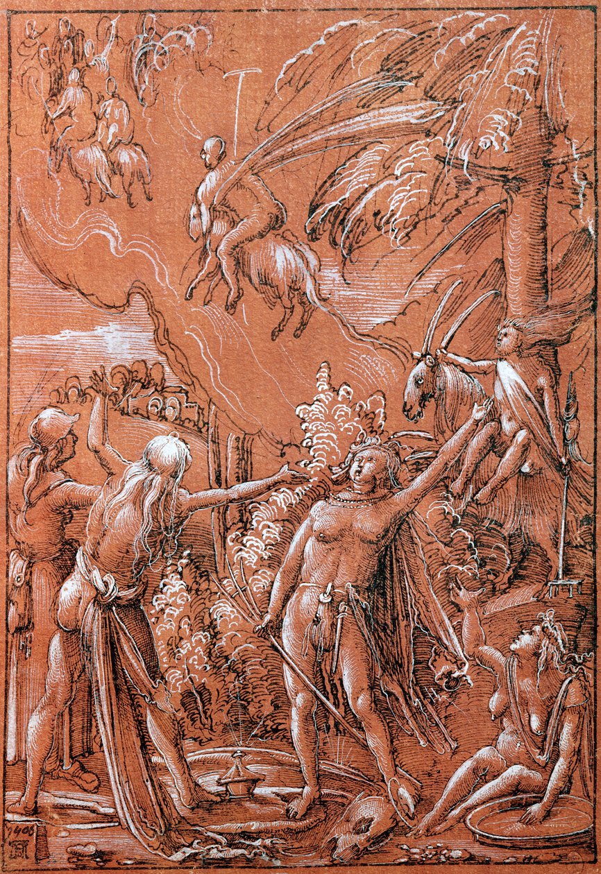 Şabat Gününe Gitmek, 1506 (kağıt üzerine kalem ve mürekkep ve guaj boya) by Albrecht Altdorfer
