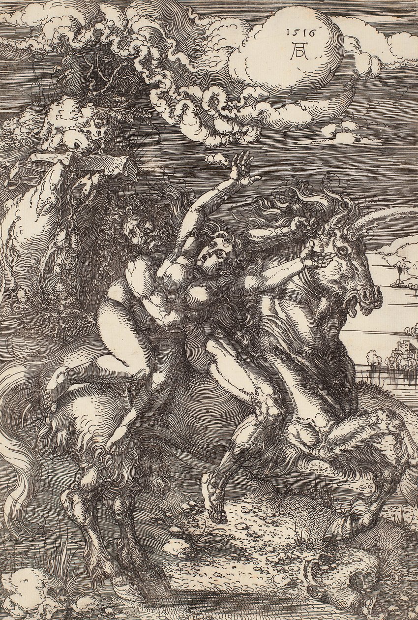 Tek Boynuzlu At Üzerinde Proserpin Kaçırılması by Albrecht Dürer