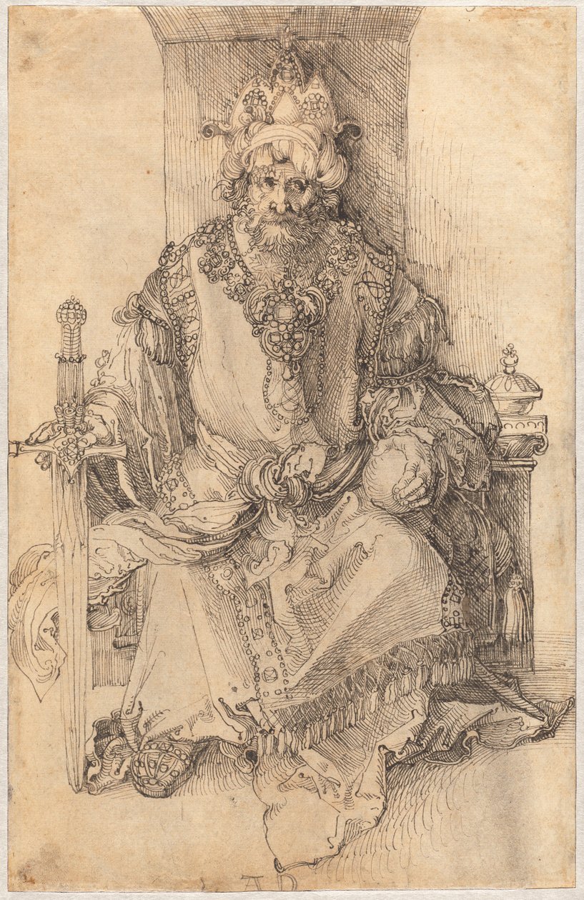 Tahtına Oturan Doğulu Bir Hükümdar by Albrecht Dürer