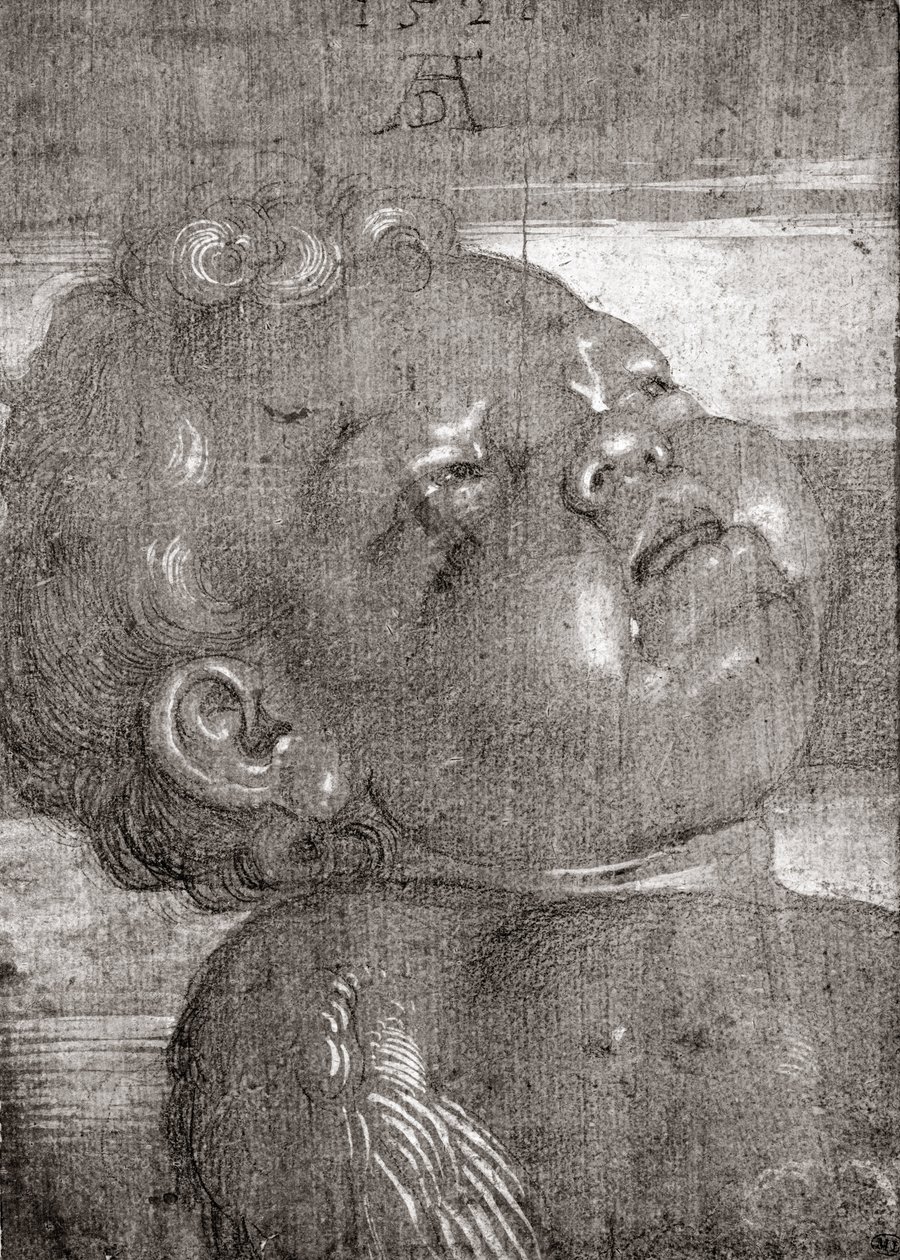 Cherubim Crying, 1521 (kağıt üzerinde grafit ve guaj) by Albrecht Dürer