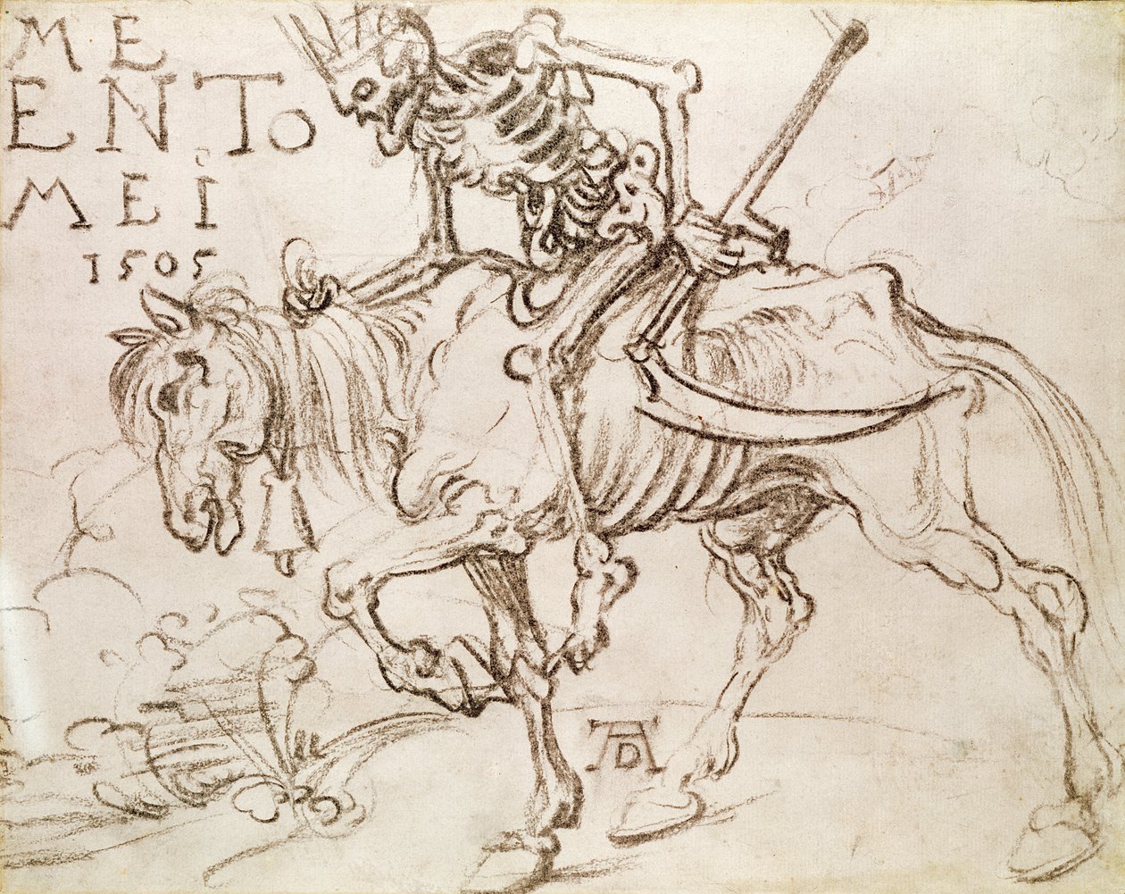 Death Riding, 1505 (kağıt üzerinde kömür) by Albrecht Dürer