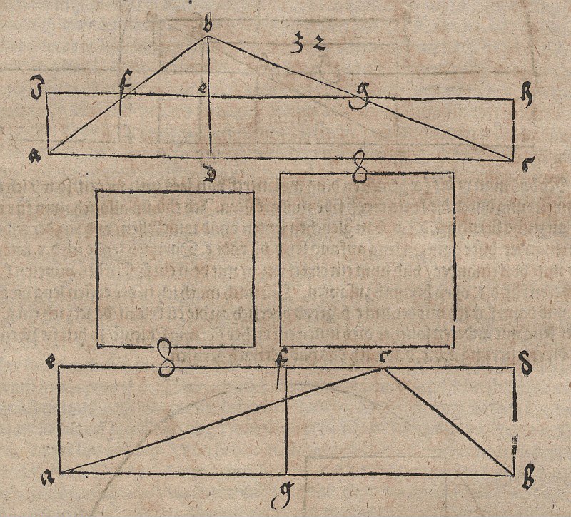 Bir üçgenin bir dikdörtgene eşit dönüşümü by Albrecht Dürer