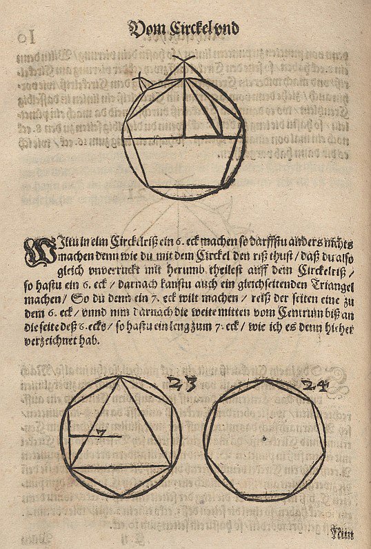 Beşgen, altıgen ve yedigen inşaatı by Albrecht Dürer