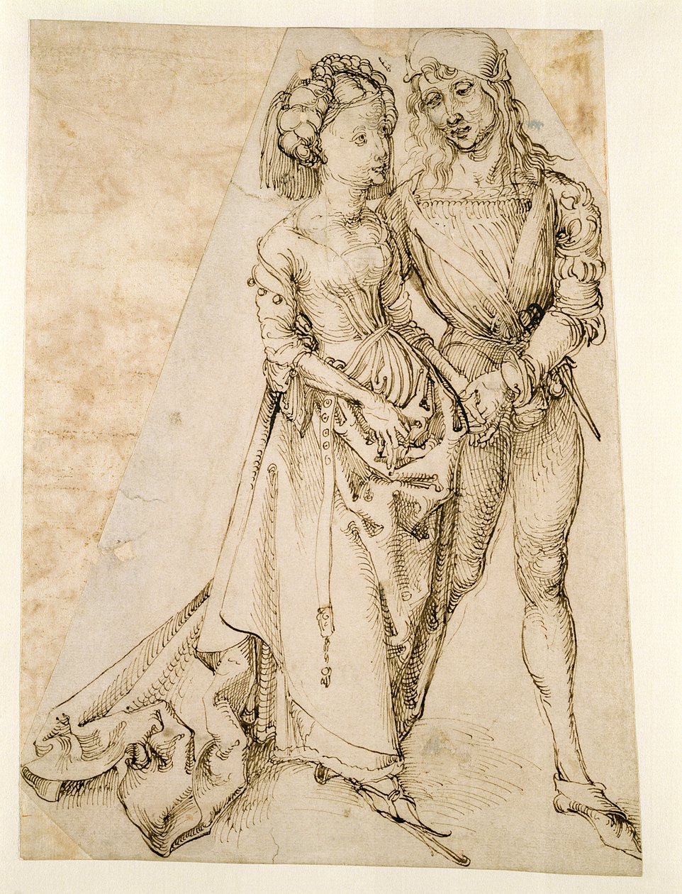 Aşıklar (beyaz kağıt üzerine kalem ve kahverengi mürekkep) by Albrecht Dürer