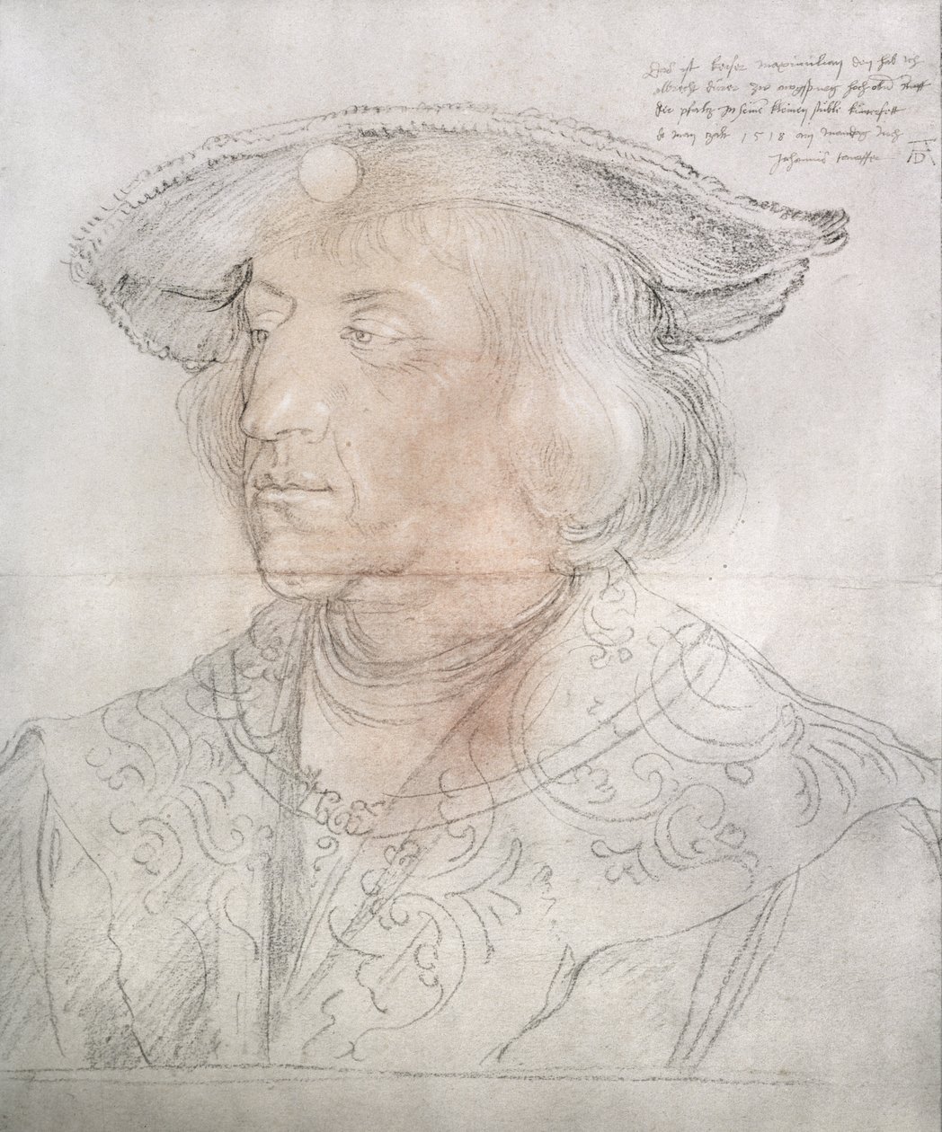 Maximilian I, Almanya İmparatoru (1459-1519), 1518-19 (wc yıkamalı kalem) by Albrecht Dürer
