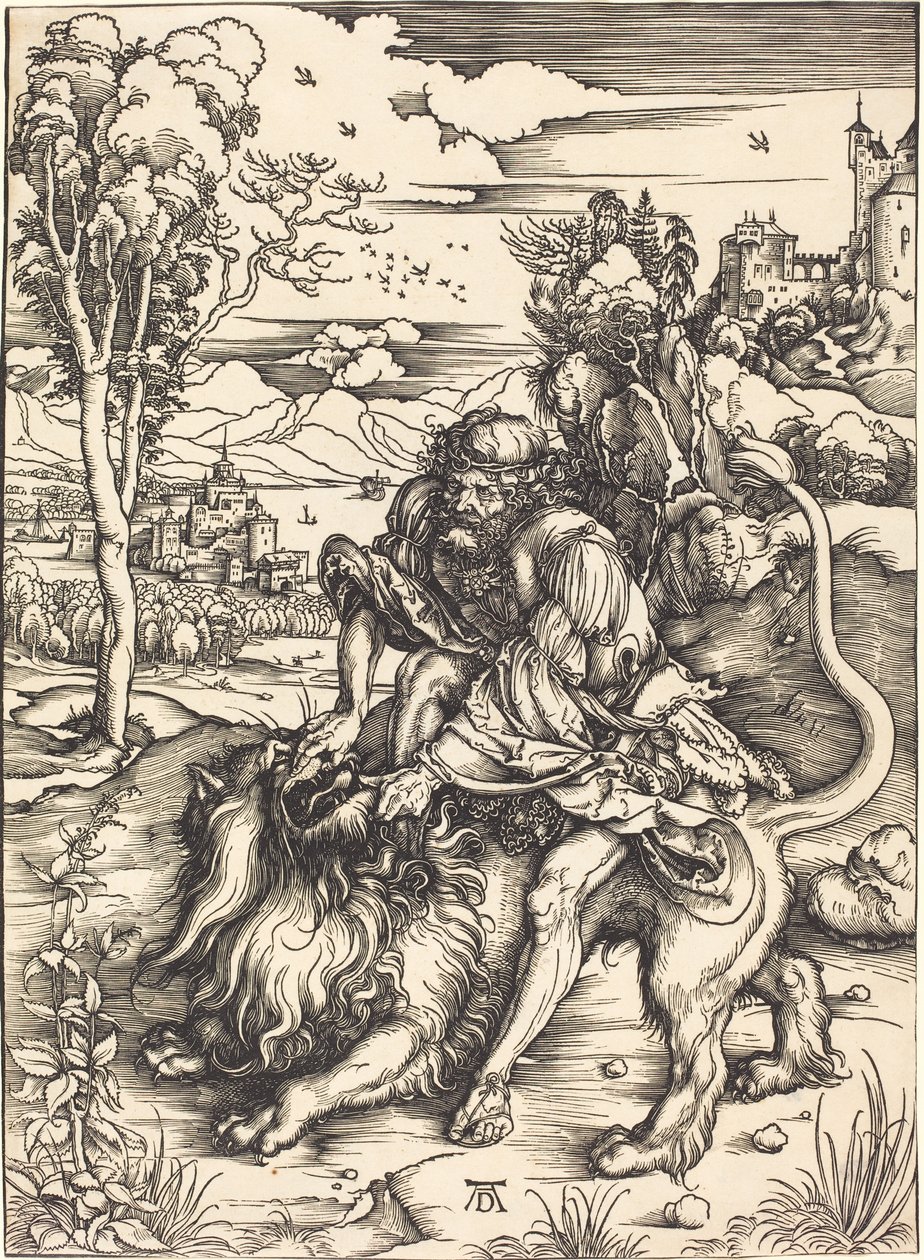 Aslanla Savaşan Samson by Albrecht Dürer