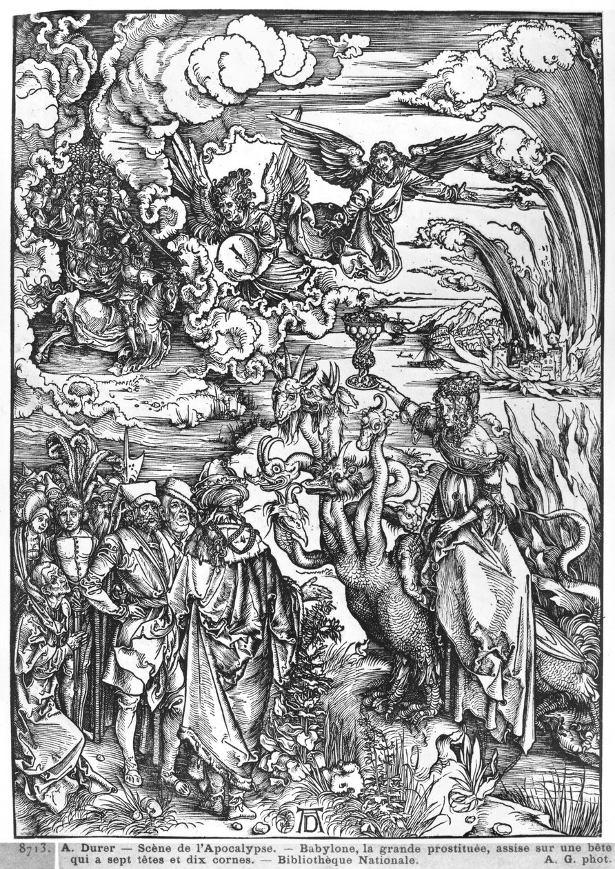 Scene from the Apocalypse, the great Babylonian whore   by Albrecht Dürer