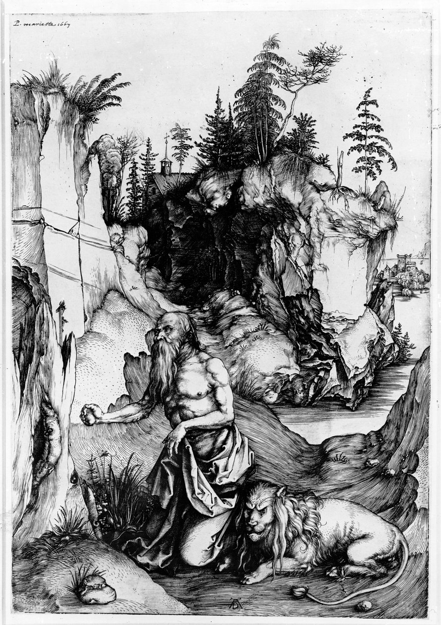 Aziz Jerome Vahşi Doğada, c.1496 by Albrecht Dürer