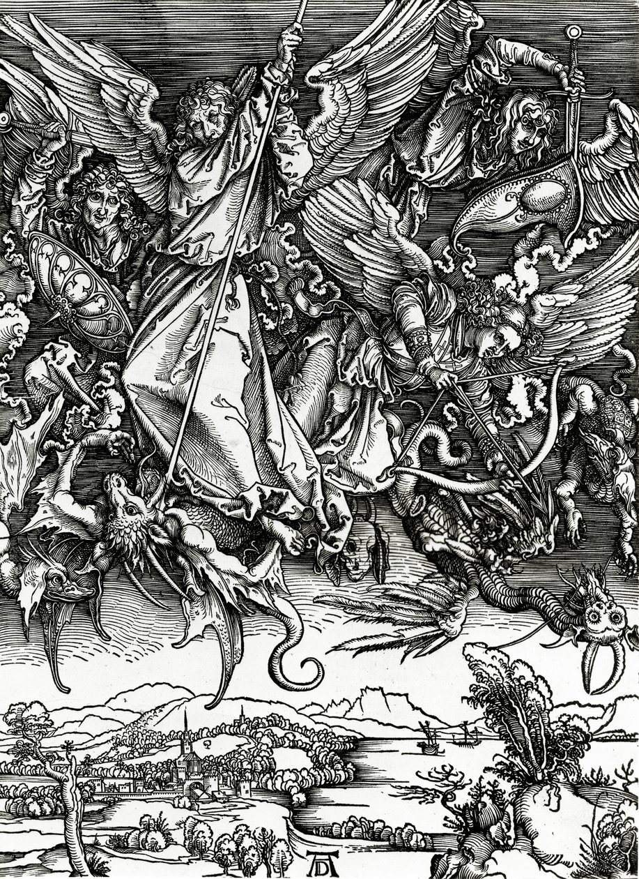 St. Michael Ejderha ile savaşırken, 1498 by Albrecht Dürer