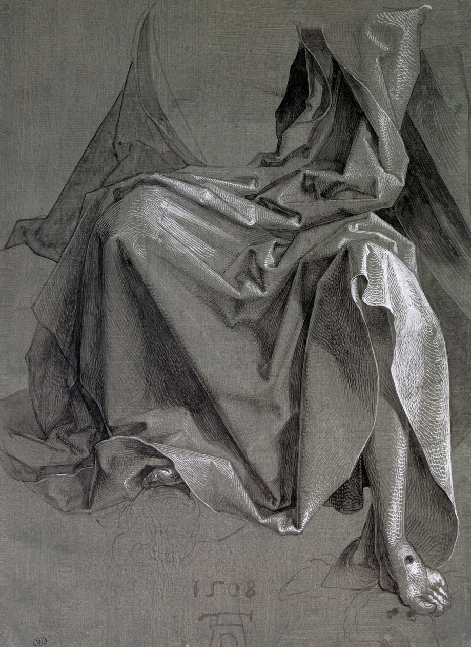 Study of the robes of Christ, 1508 (gouache and ink on paper) by Albrecht Dürer