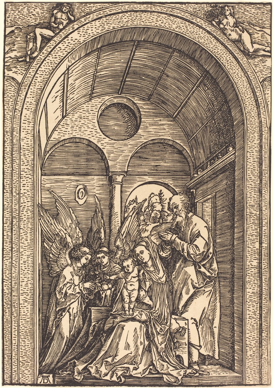 Tonozlu Salonda İki Melekli Kutsal Aile by Albrecht Dürer