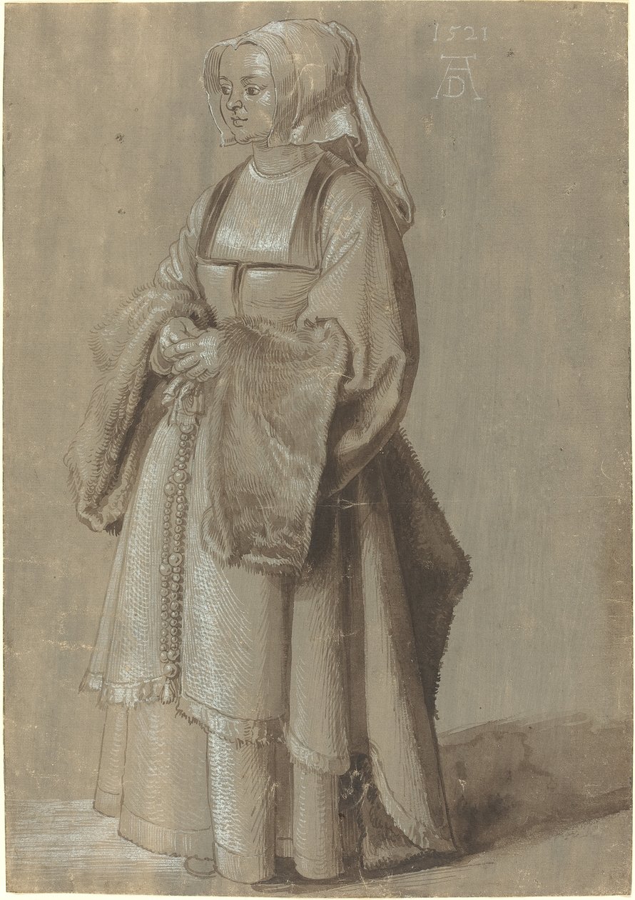 Hollandalı elbiseli genç kadın by Albrecht Dürer