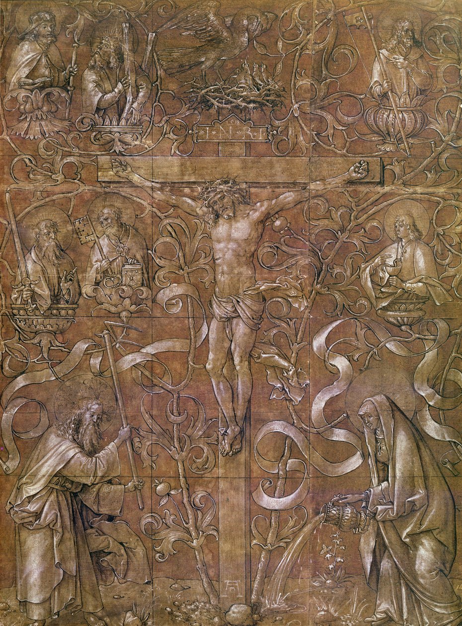 Christ on the Cross, 1518 (ink on paper) by Albrecht Dürer