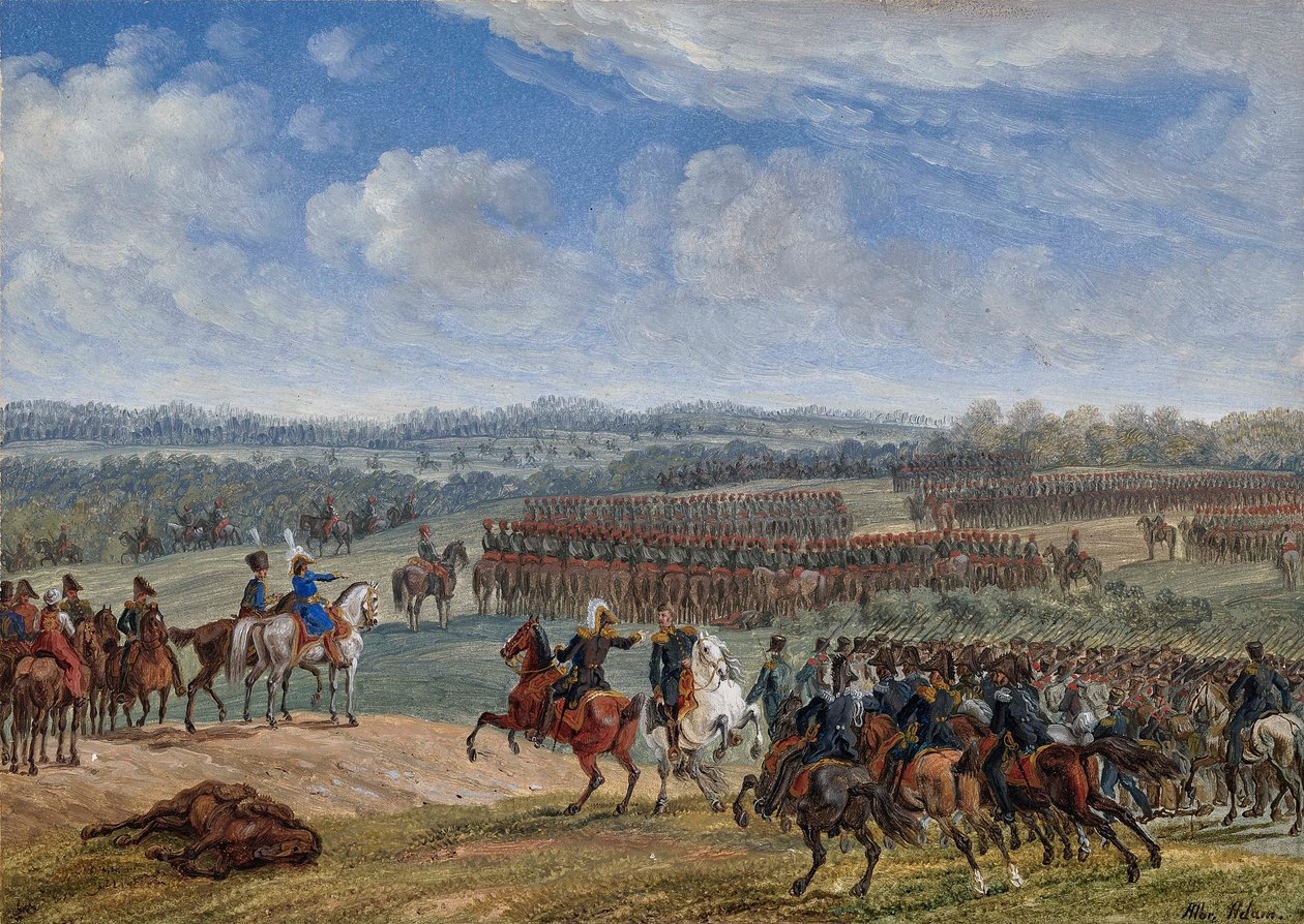 26 Temmuz 1812, 1855 sabahı Ostrovno yakınlarındaki savaş. by Albrecht Adam