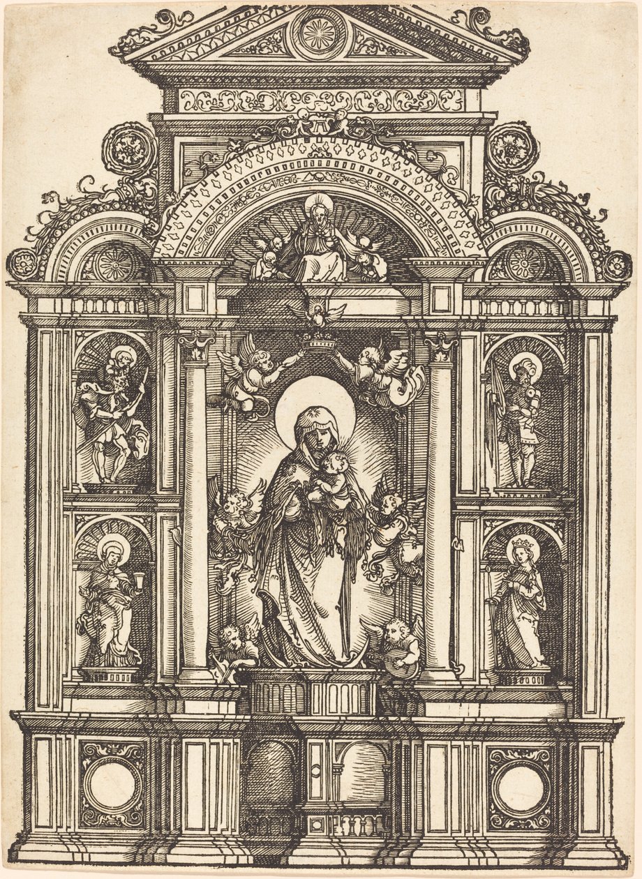 Bakire ve Çocuk ve Azizler Christopher, Barbara, George ve Catherine ile Sunak by Albrecht Altdorfer